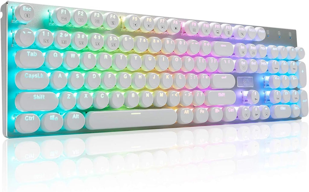Retro Mechanical Gaming Keyboard, RGB Backlit, Blue Switches, 104 Keys Hot Swappable E76658