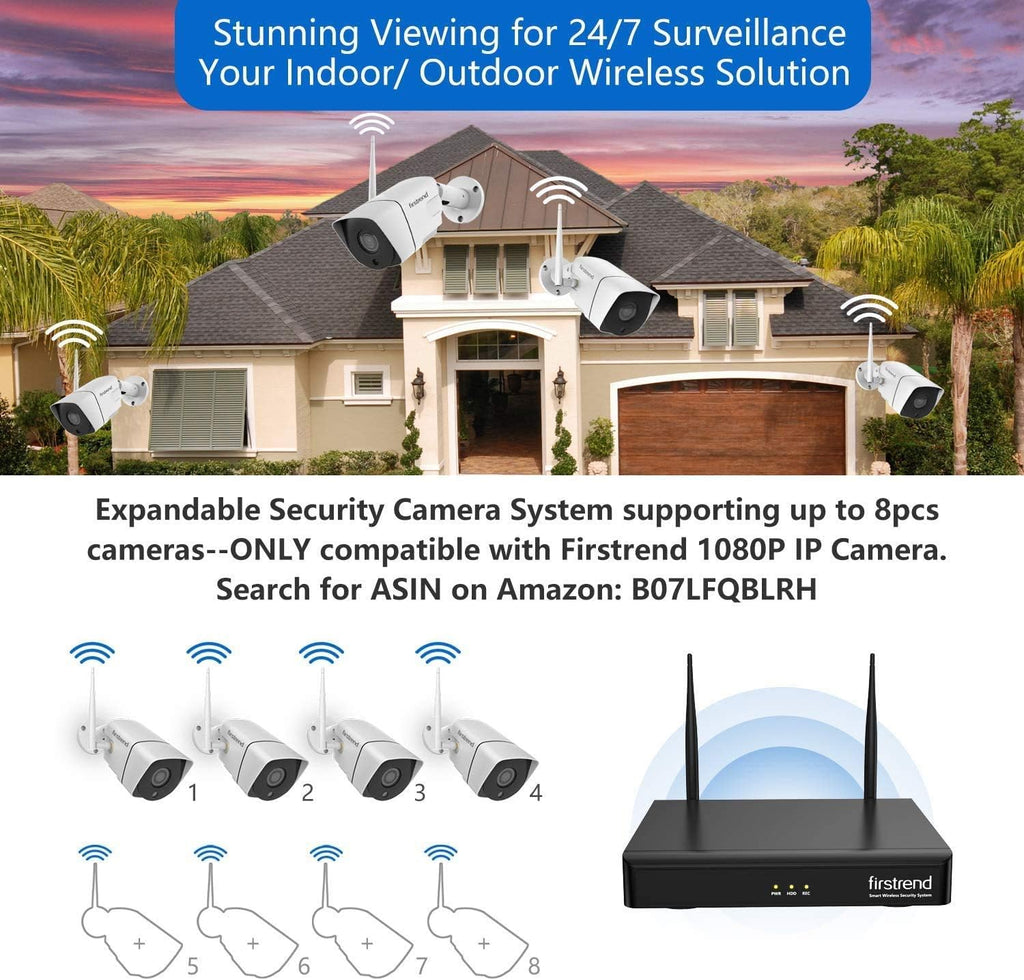 Wireless 1080P 8CH Security Camera System with 4pcs 2MP Cameras 1TB HDD Z846