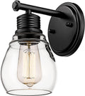 2-Light Antique Black Bathroom Vanity Light with Glass Shade S279756
