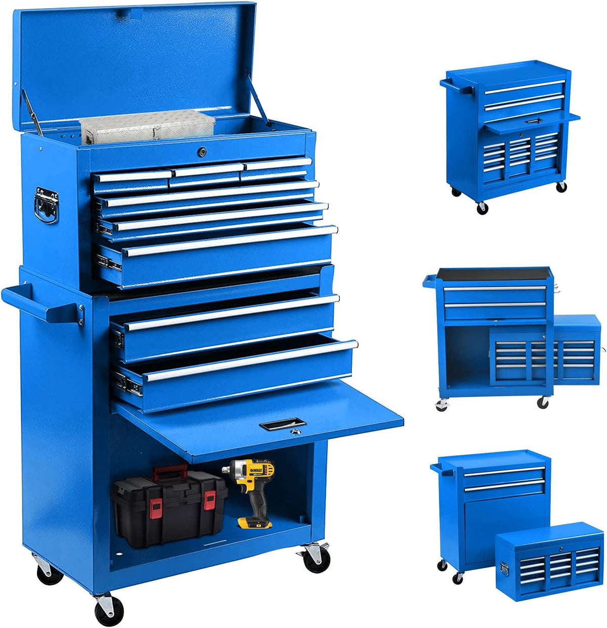 8 Drawer Rolling Tool Chest 2 in 1 Detachable Tool Storage Cabinet with 4 Wheels R757225
