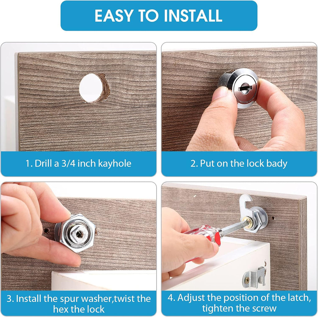 16 Pieces Keyed Alike Zinc Alloy Cam Lock with 32 Keys L4084