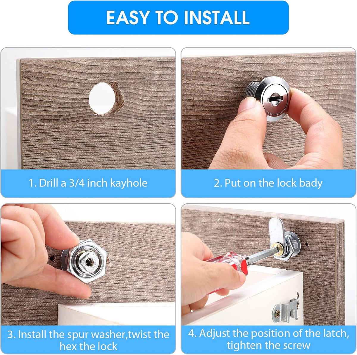 16 Pieces Keyed Alike Zinc Alloy Cam Lock with 32 Keys L4084