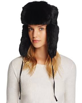 Black Rabbit Fur Aviator Hat J335891