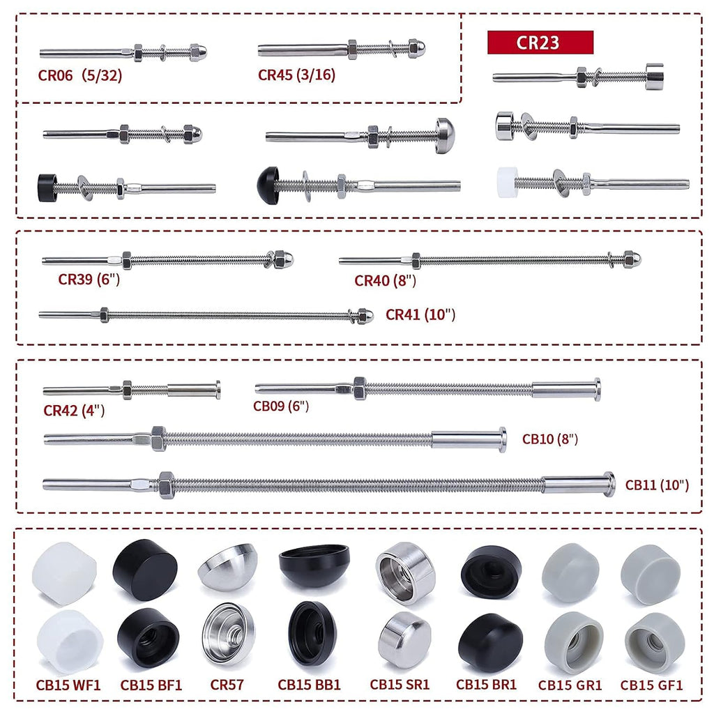 60 Pack 1/8 Cable Railing Kit T316 Stainless Steel M991832