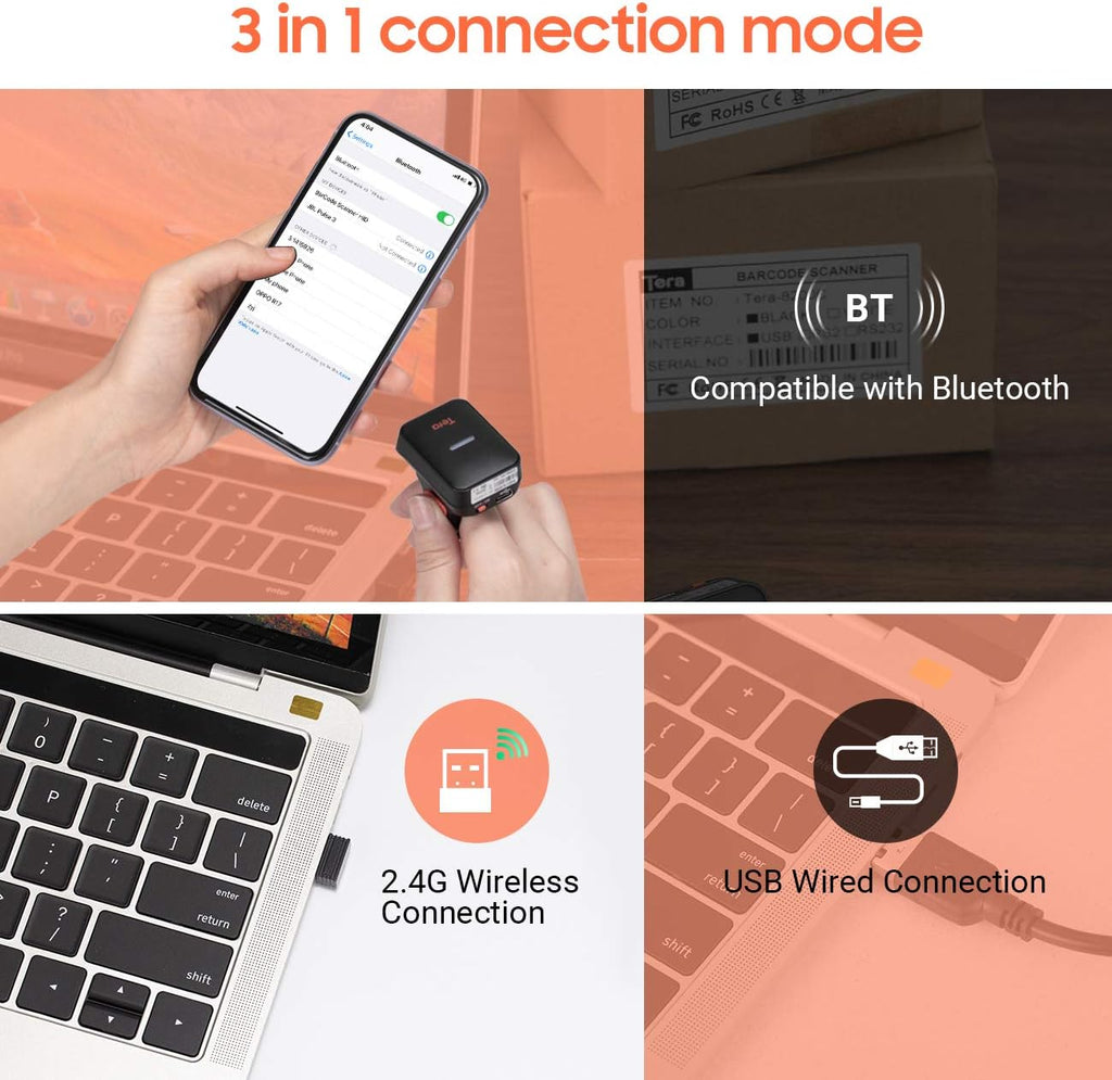 Wireless Ring Barcode Scanner with Bluetooth Q29826