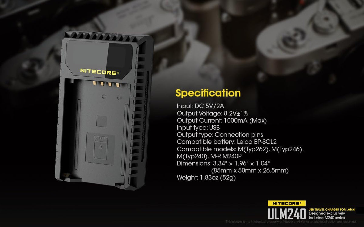 USB Charger for Leica BP-SCL2 Batteries N374319