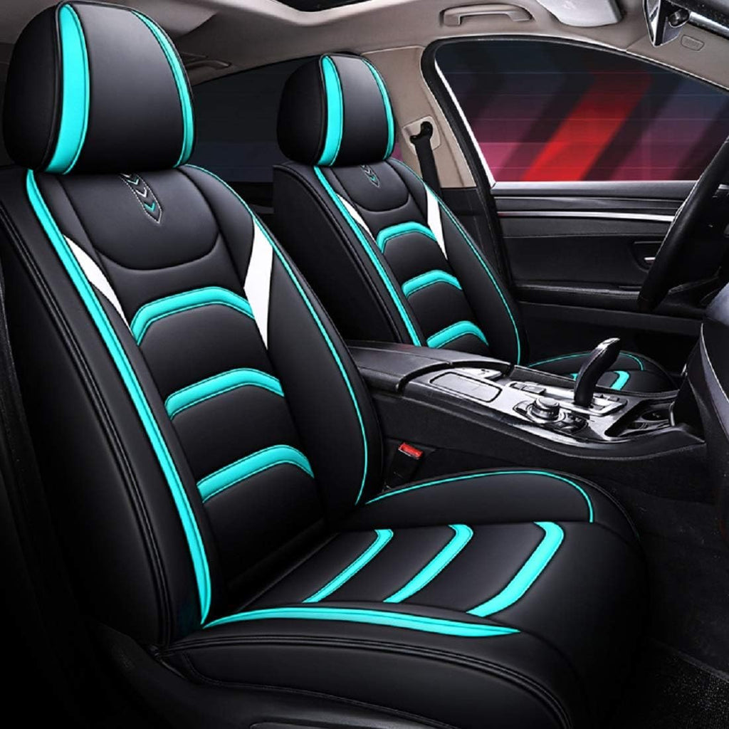 Leather Car Seat Covers Universal Fit Set Black-red G929304