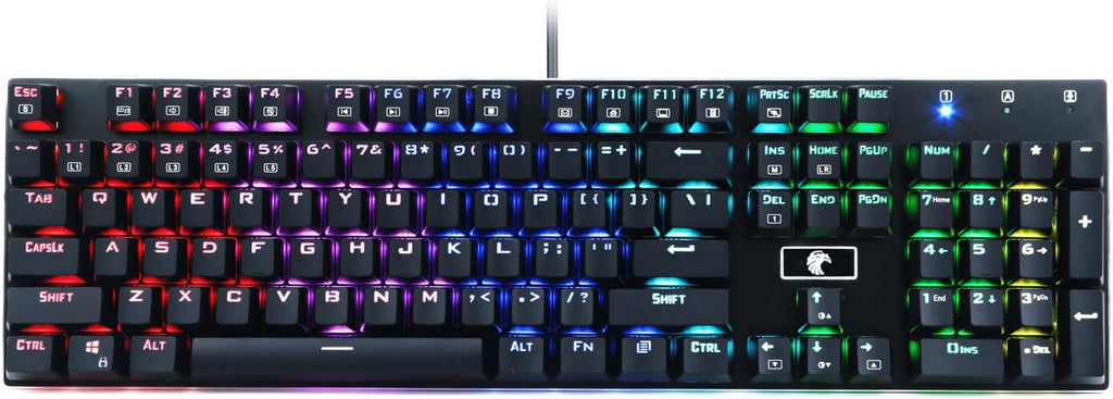 Retro Mechanical Gaming Keyboard, RGB Backlit, Blue Switches, 104 Keys Hot Swappable E76658
