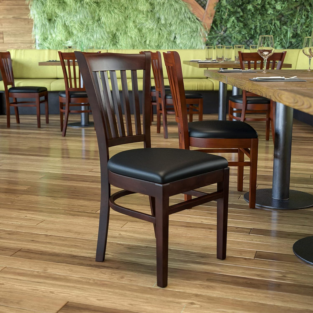 Vertical Slat Back Mahogany Wood Restaurant Chair W986978