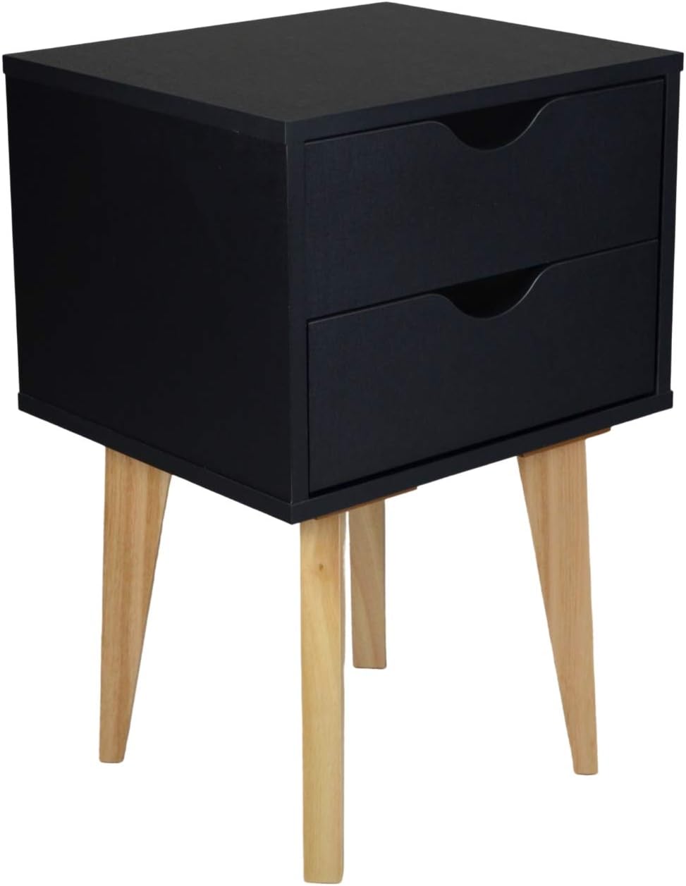 Black Two Drawer Wood Nightstand U25244