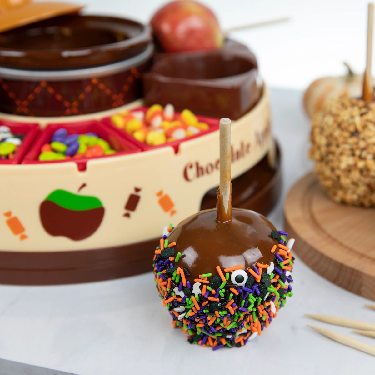 Chocolate & Caramel Apple Party with Heated Fondue Pot, 25 Sticks H400166