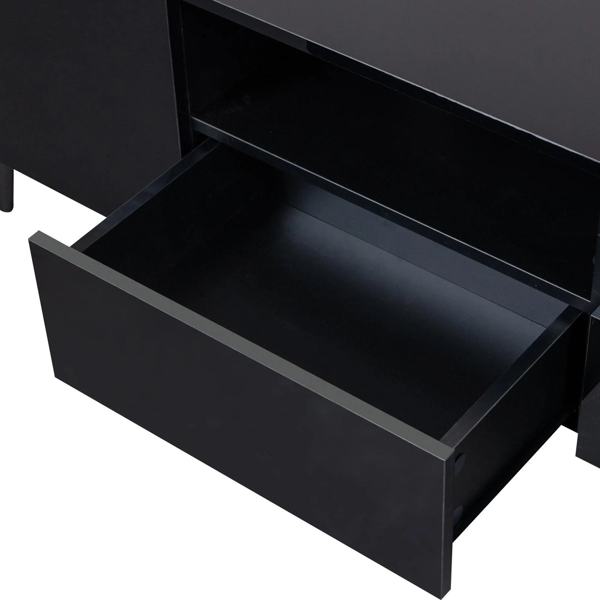 Black TV Stand with LED Lights and Storage Drawers S137