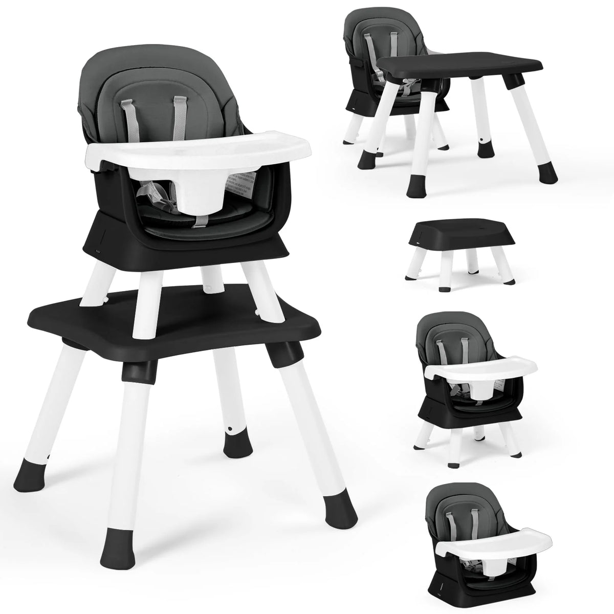 8 in 1 Black Baby High Chair W1881