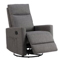 Grey Swivel Glider Rocker Recliner Chair with Adjustable Backrest and Footrest I217486
