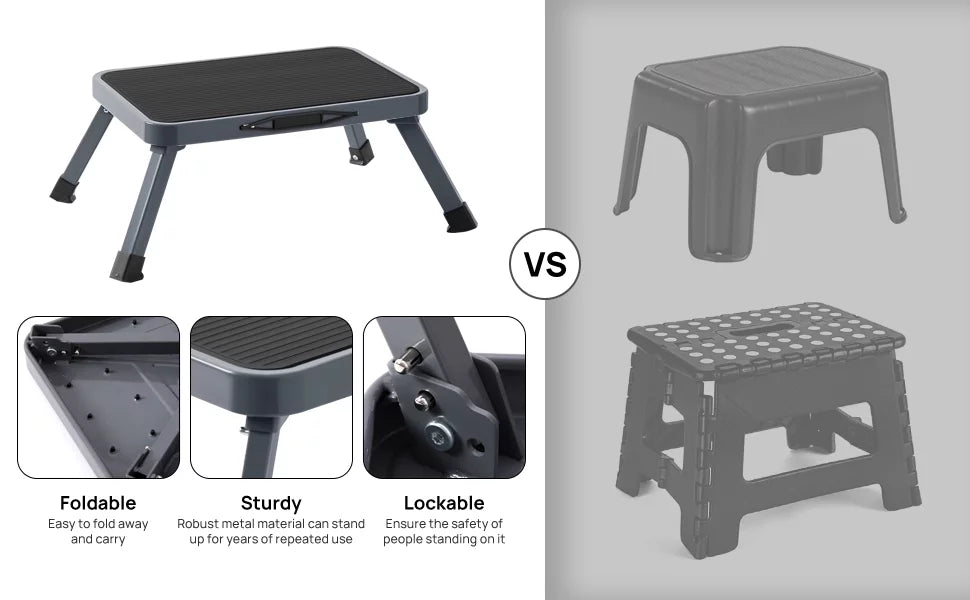 Lightweight Folding Steel Step Stool 330-Pound Capacity W79476