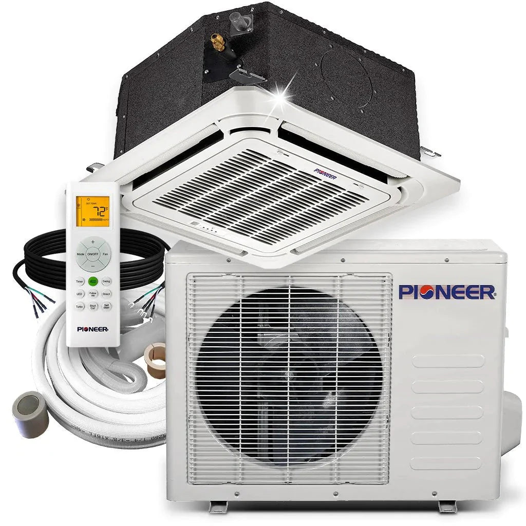 12,000 BTU 8-Way Compact Cassette Ductless Mini Split with 25 ft. Linesets B1037
