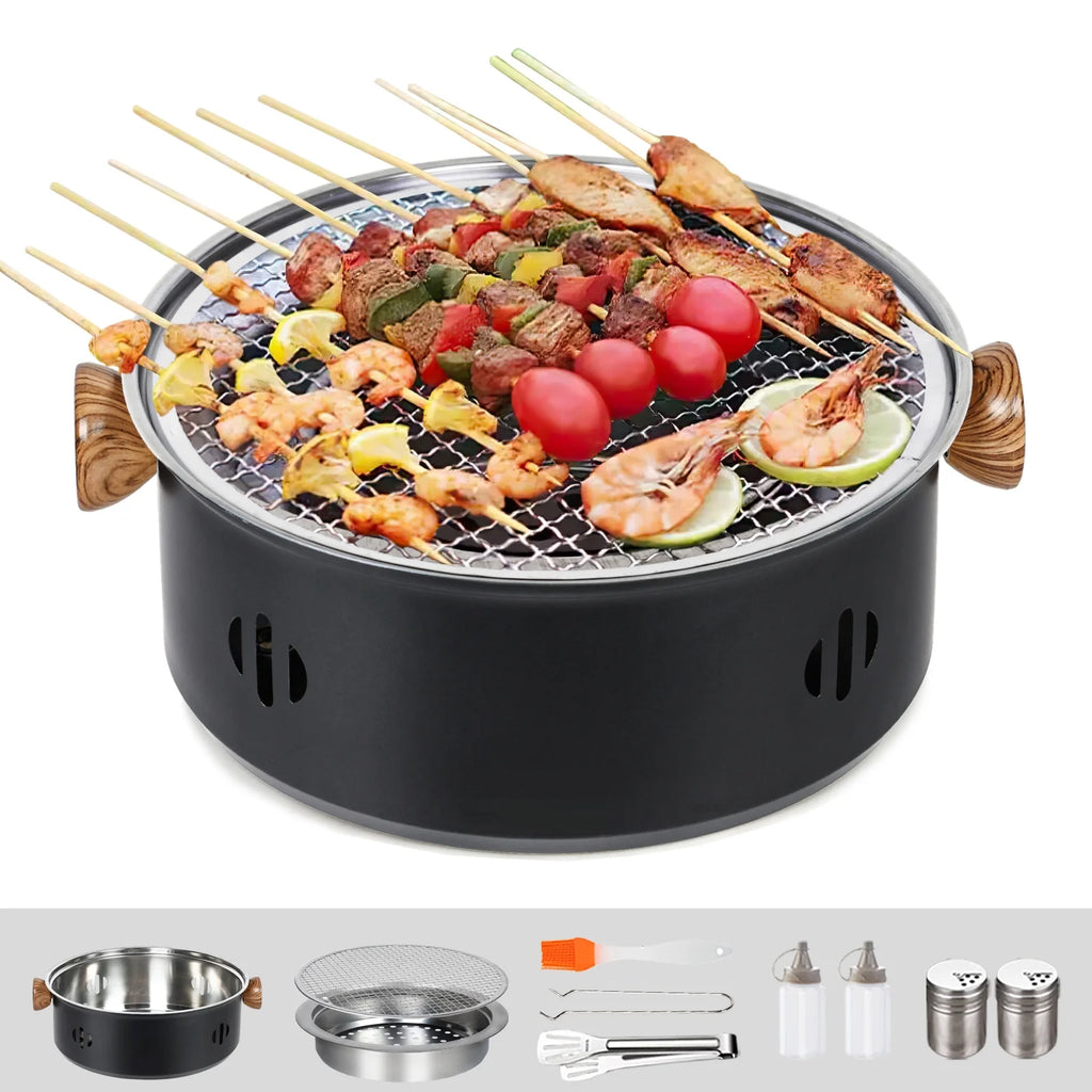 Charcoal BBQ Grill Portable Camping Grill Black M5171