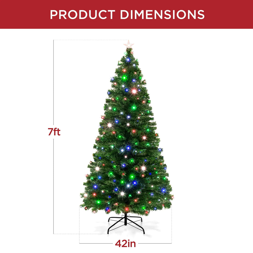 7ft Pre-Lit Fiber Optic Artificial Pine Christmas Tree F9227