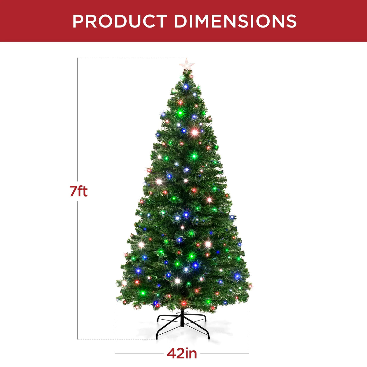7ft Pre-Lit Fiber Optic Artificial Pine Christmas Tree F9227