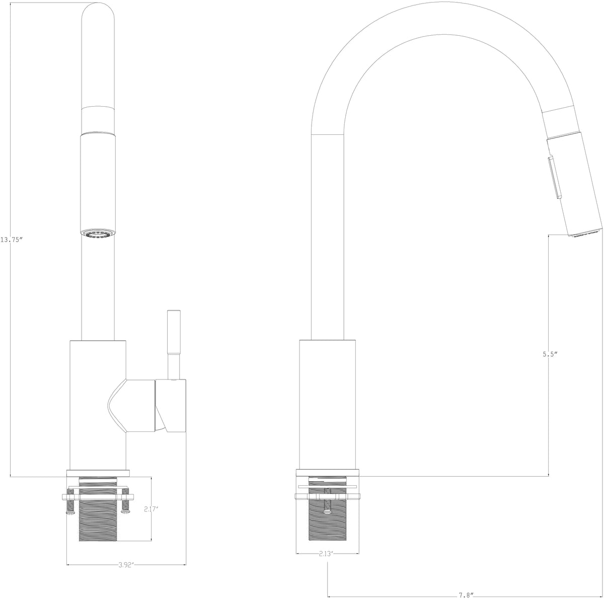 Stainless Steel Kitchen Sink Faucet with Pull Down Sprayer P5261