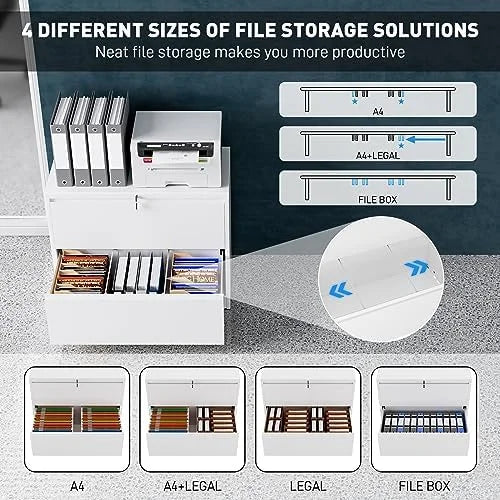 Black 4 Drawer Metal File Cabinet with Lock M74414