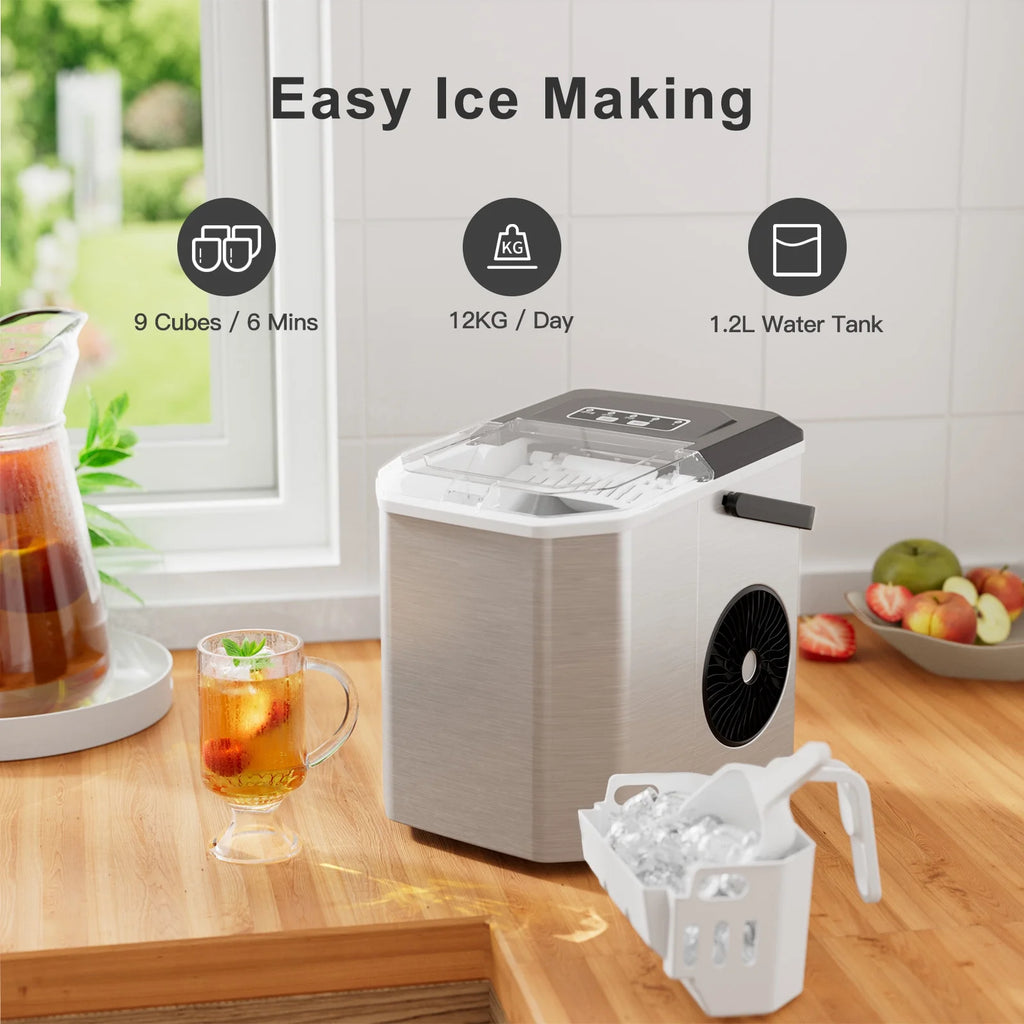 Portable Countertop Ice Maker 9 Cubes 26lbs/24H Silver C5767
