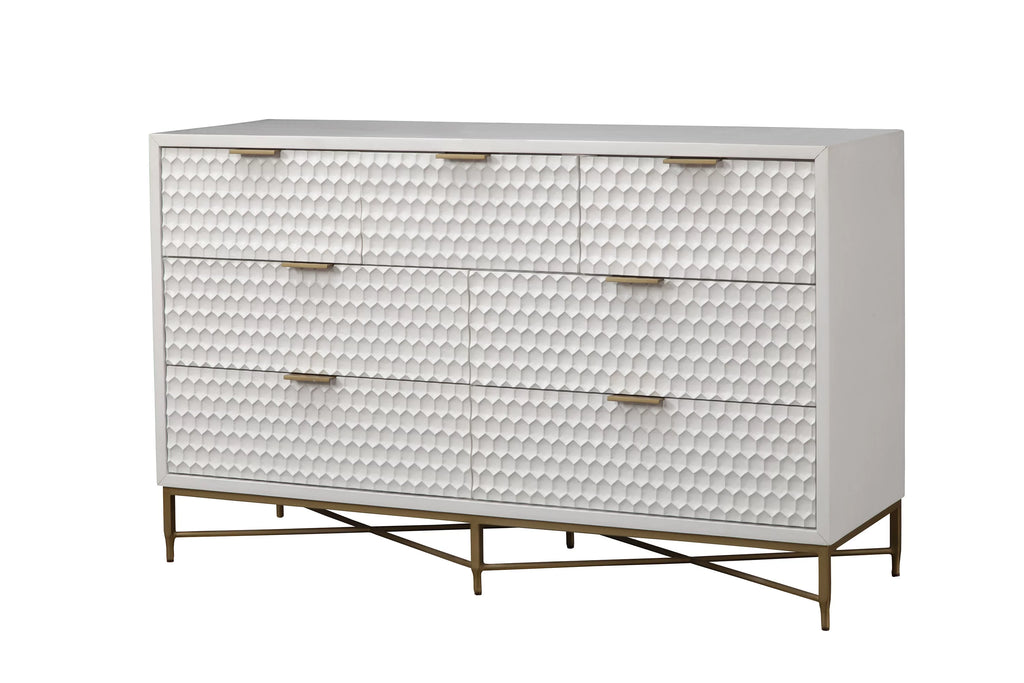 White Pearl Wood 7 Drawer Dresser R31007