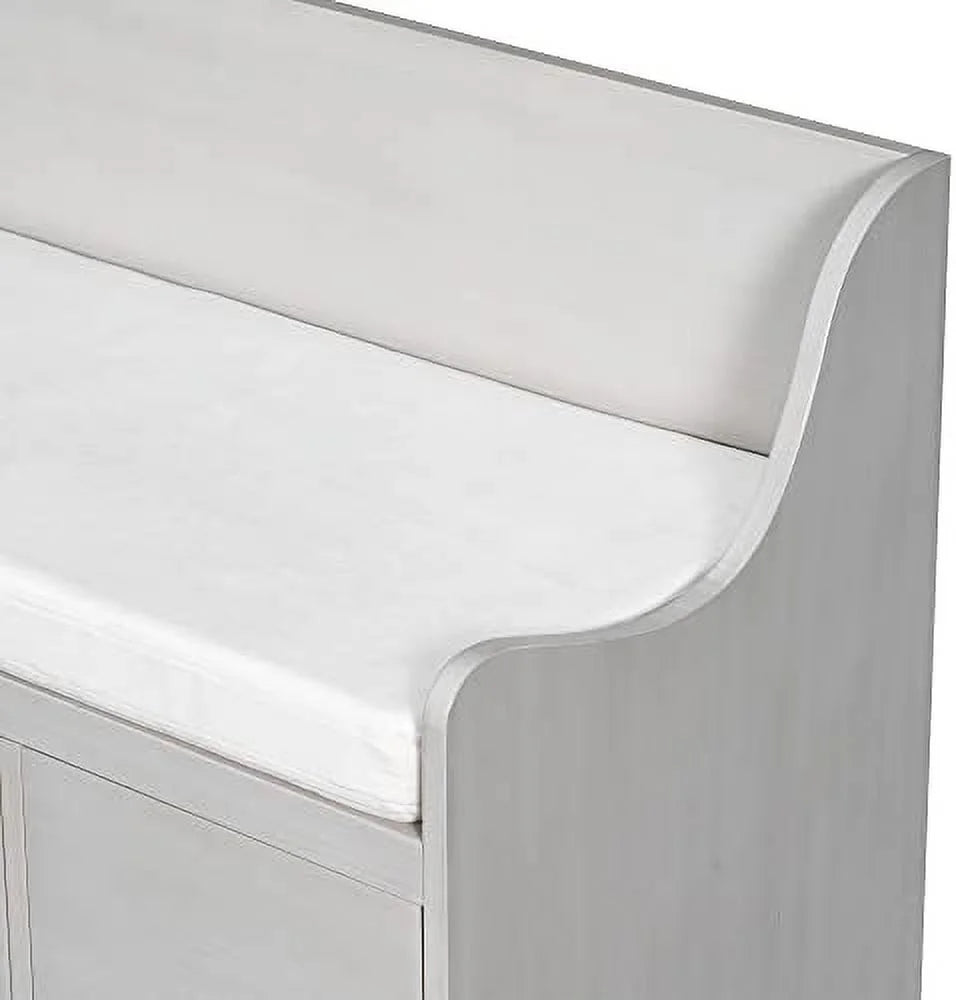 48" Entry Bench with Removable Cushion and 4 Drawers White C849
