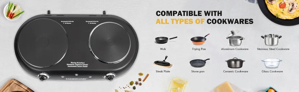 Black Double Burner Electric Cooktop L17625