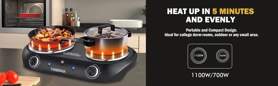 Black Double Burner Electric Cooktop L17625
