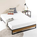 10 Inch Metal and Wood Platform Bed Frame with Wood Slat Support Brown Twin V6781
