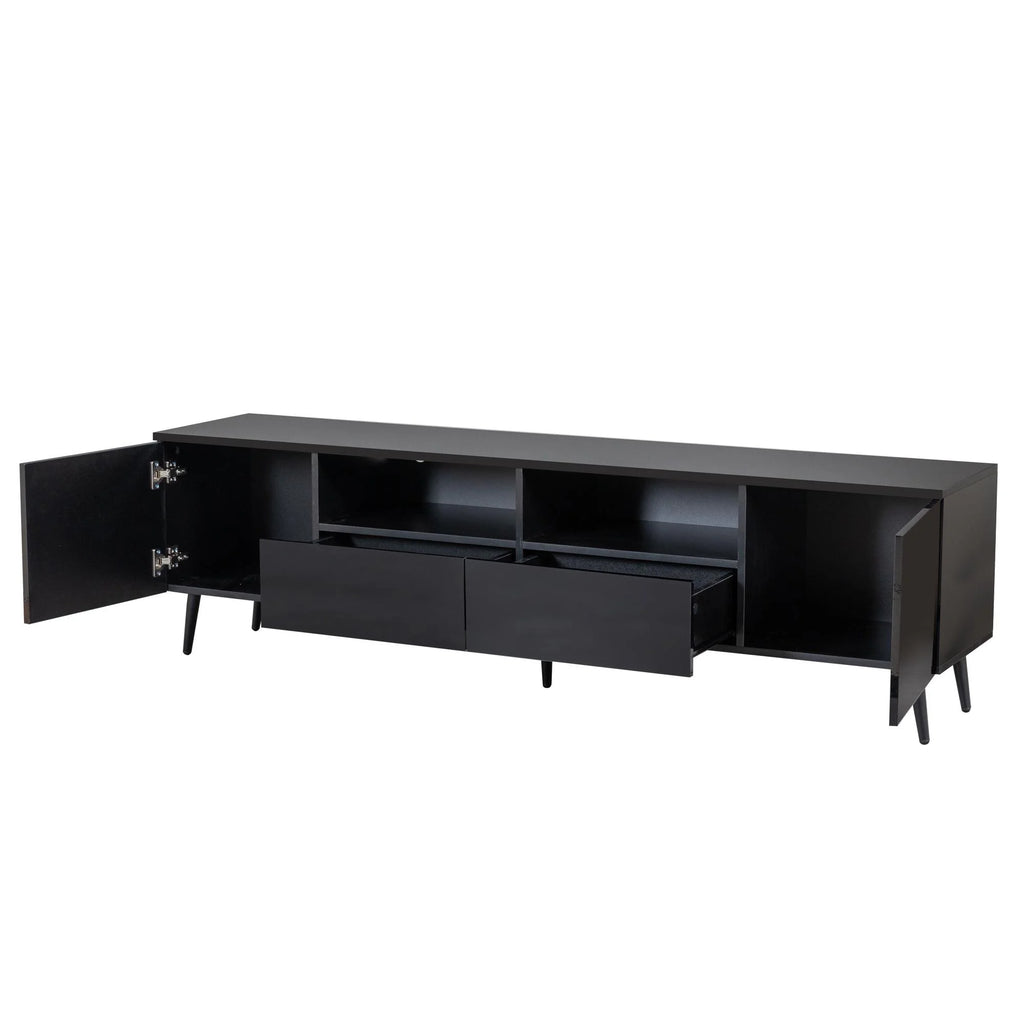 Black TV Stand with LED Lights and Storage Drawers S137