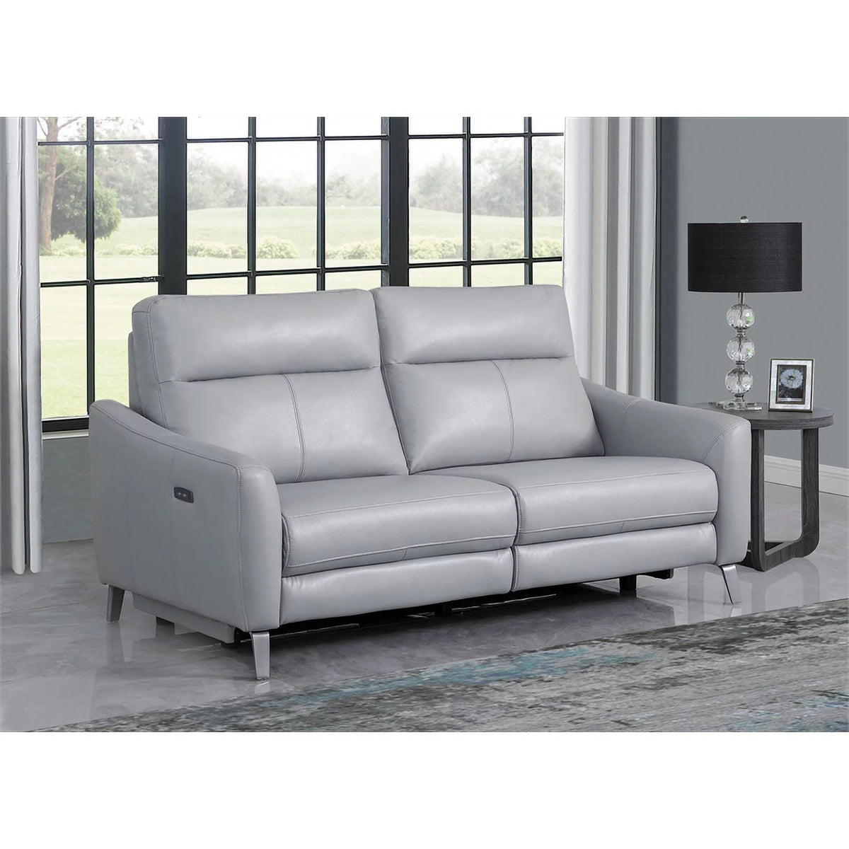 Gray Faux Leather Power Sofa Z450