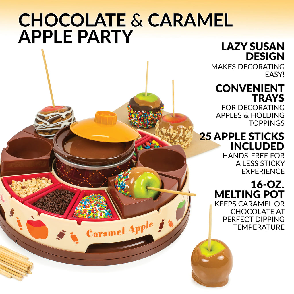 Chocolate & Caramel Apple Party with Heated Fondue Pot, 25 Sticks H400166