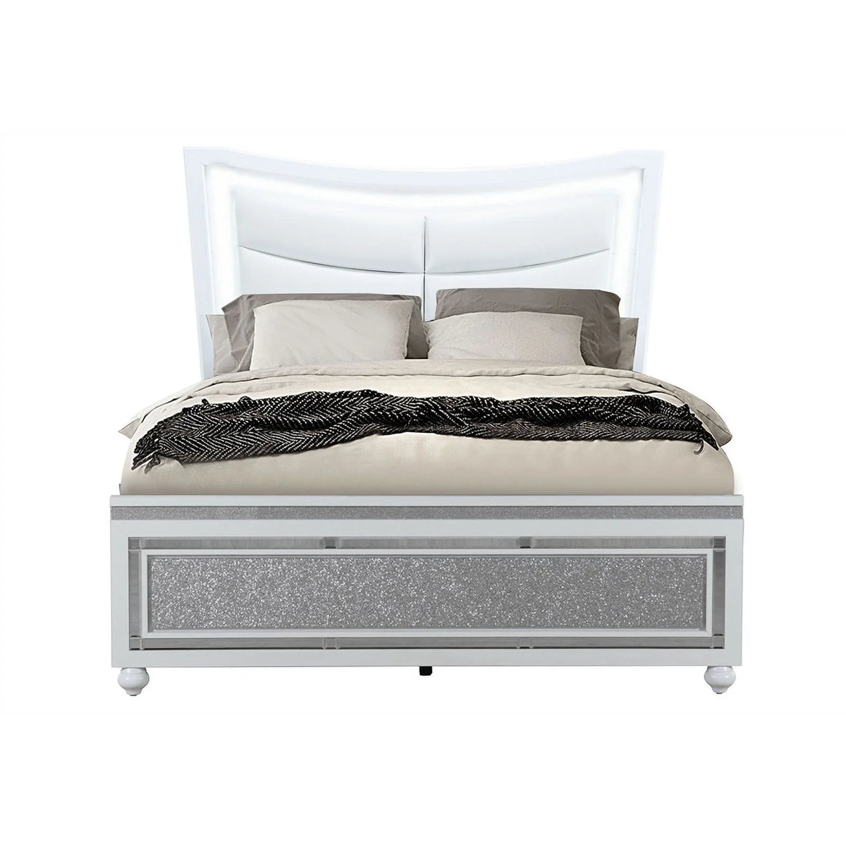 White Queen Bed With Led Lighting W82159