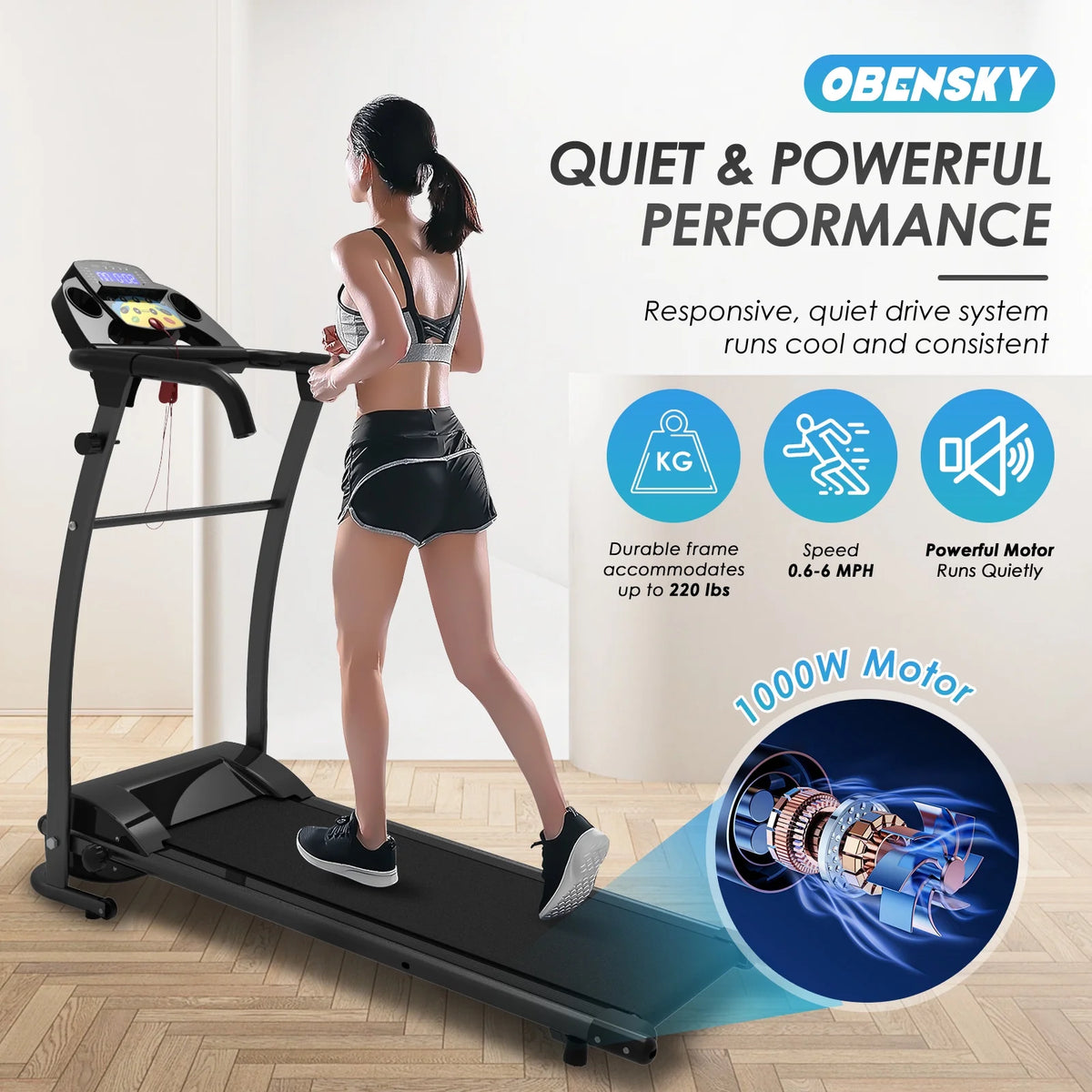 1000W Portable Foldable Treadmill T197