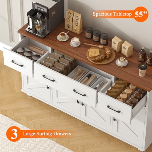 Blue Wood Buffet Cabinet with Drawers A46074