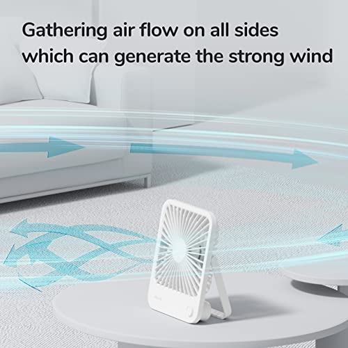 Desk Fan Battery Rechargeable, 4500mAh 180°Foldable Portable Personal Fan, 4 Speeds Adjustable White S954692