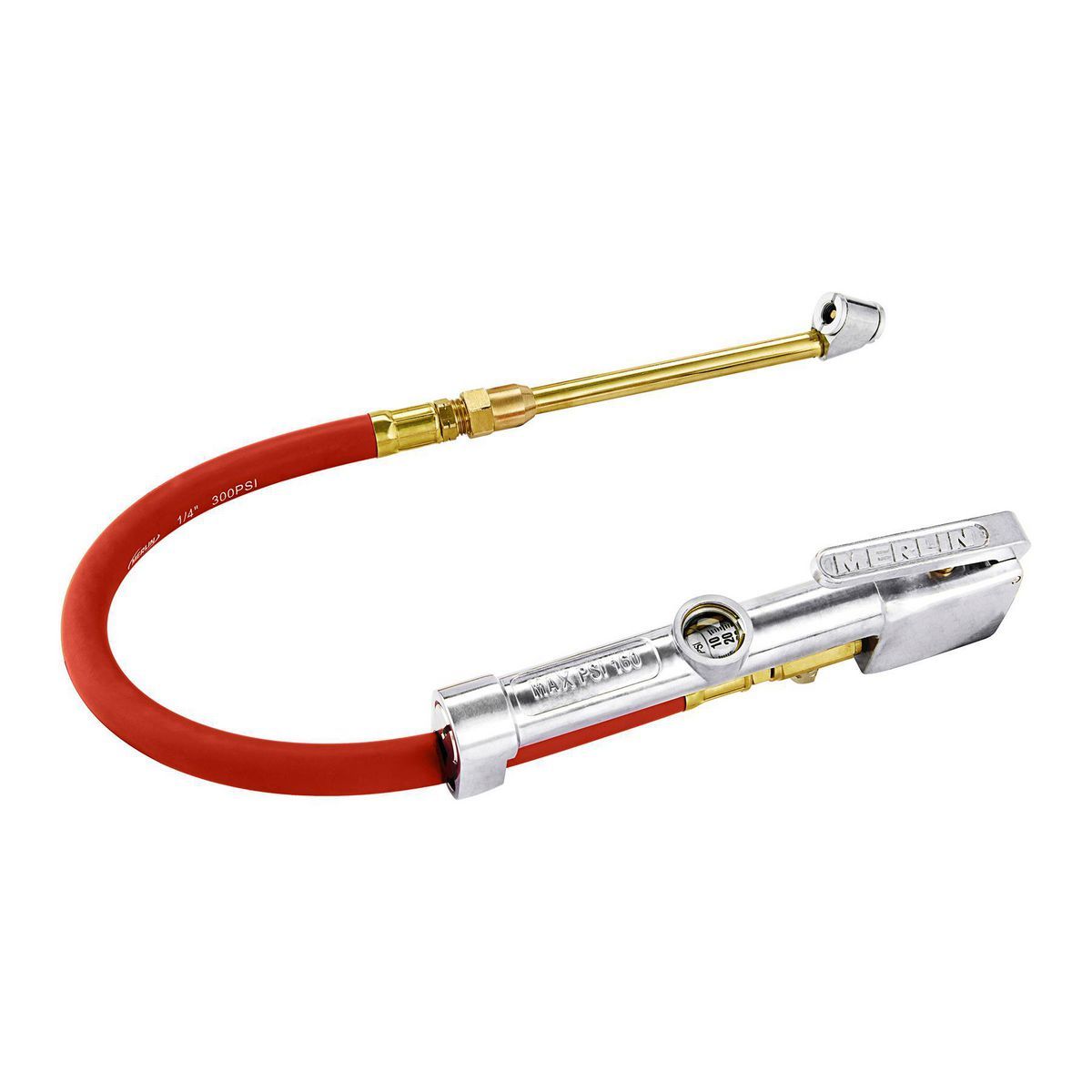 Dual-Head Angle Chuck Inflator with Inline Gauge J369