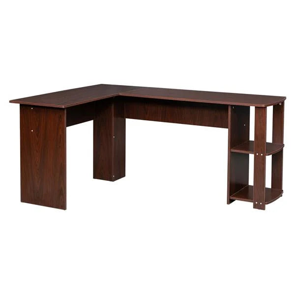 L-Shaped Corner Computer Desk with Bookshelf B546