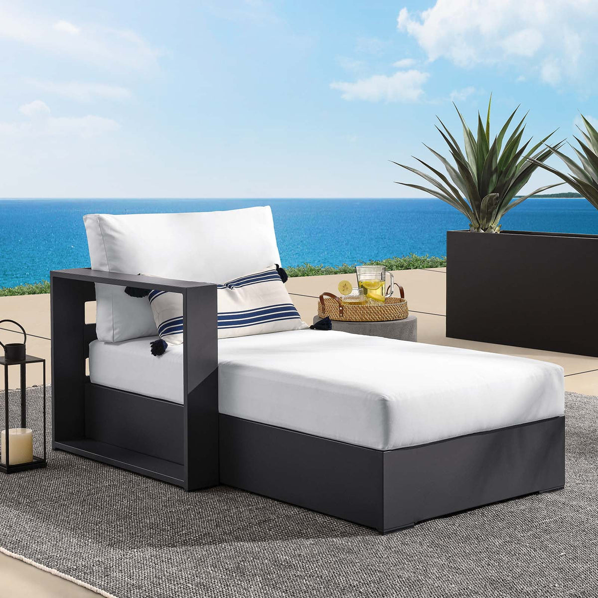 Gray White Modular Outdoor Chaise Lounge R336