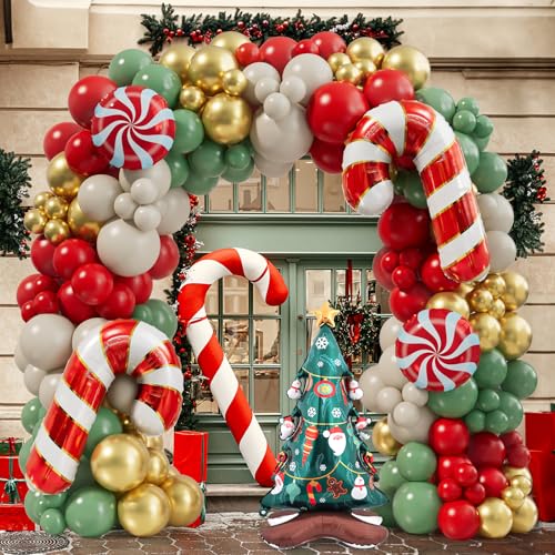 Christmas Balloon Garland Arch Kit 168PCS Red Sage Green Gold White X133912