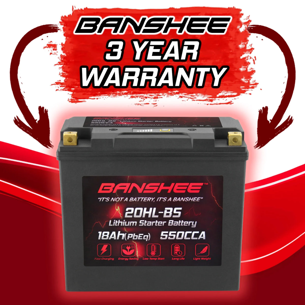 12V 18Ah 550CCA LiFePO4 Lithium Motorcycle Battery U324