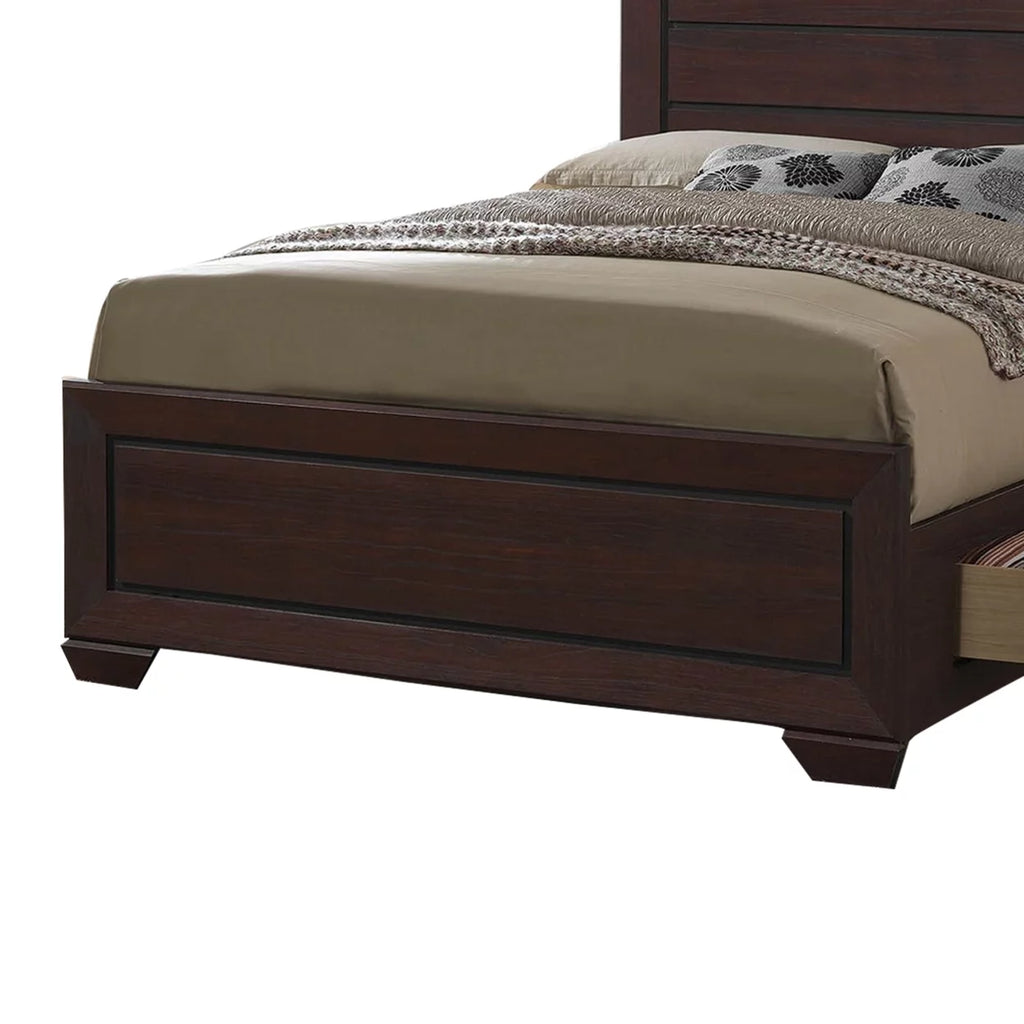 Brown Wooden Eastern King Size Bed with Two Storage Drawers H222