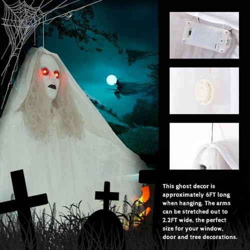 White 6FT Hanging Ghosts Halloween Decoration Z5431