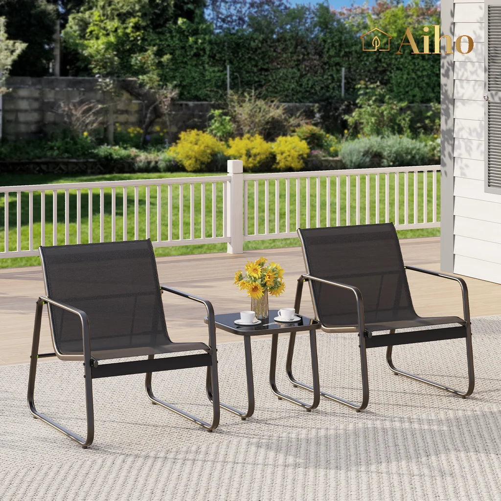 3 Pieces Textilene Patio Furniture Set with Tea Table Z4187