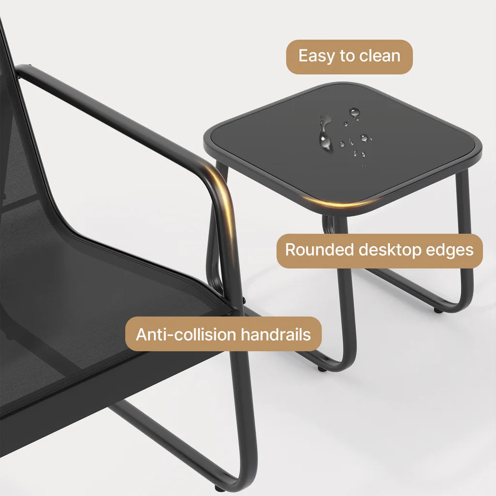 3 Pieces Textilene Patio Furniture Set with Tea Table Z4187