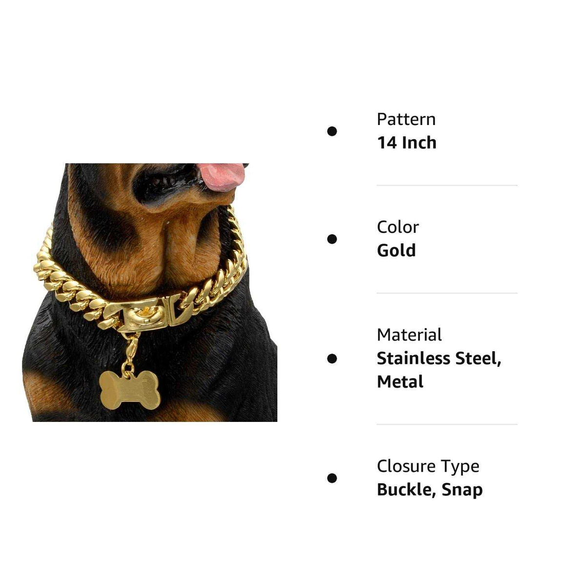 Gold Dog Chain Collar with Secure Buckle J76364