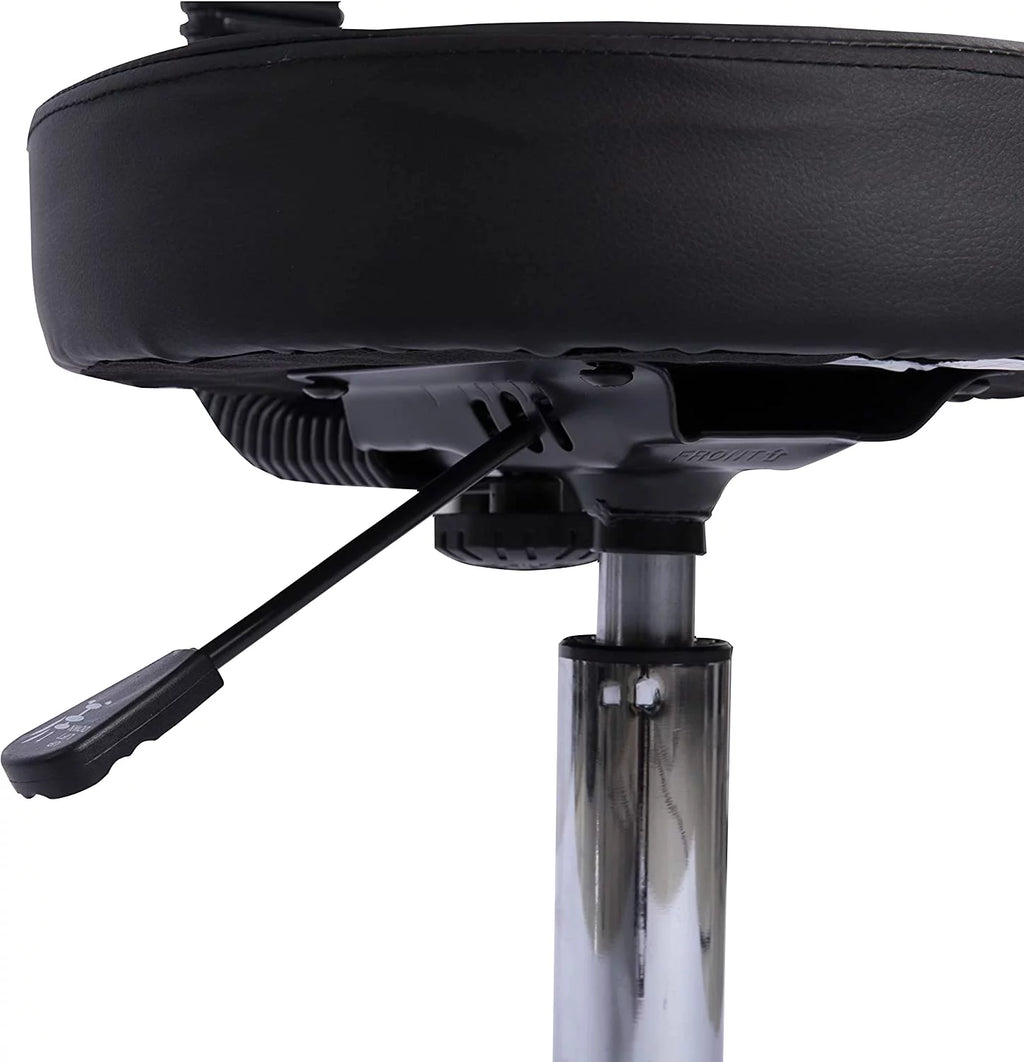 Black Faux Leather Adjustable Drafting Stool with Wheels P1255