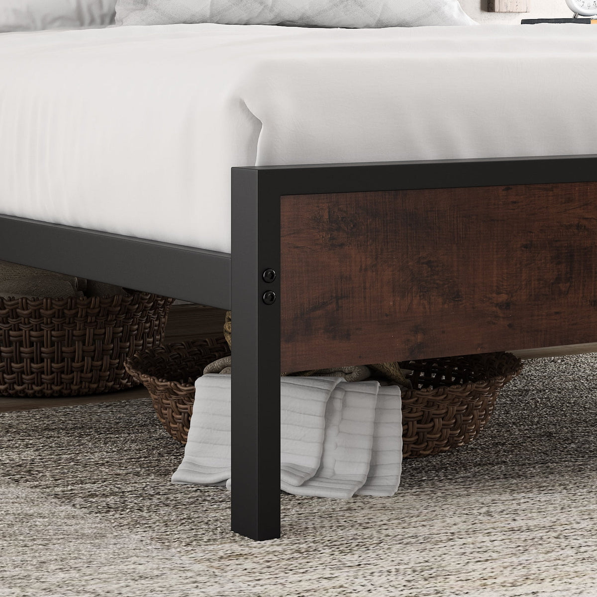 Heavy Duty Queen Size Platform Bed Frame with Wood Headboard S22828